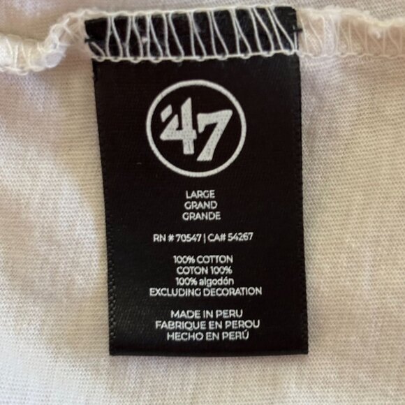 '47 Kansas City Chiefs Cropped Ringer T-Shirt - Cream/Red - Size L - Picture 8 of 10